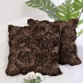 thumbnail image 1 of PiccoCasa Decorative Throw Pillow Covers 3D Satin Rose Flower Shells Cushion Covers, 2Pcs, 16"x16" Coffee Color, 1 of 7