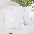 thumbnail image 1 of PiccoCasa Decorative Throw Pillow Covers 3D Satin Rose Flower Shells Cushion Covers, 2Pcs, 16"x16" Snow White, 1 of 7