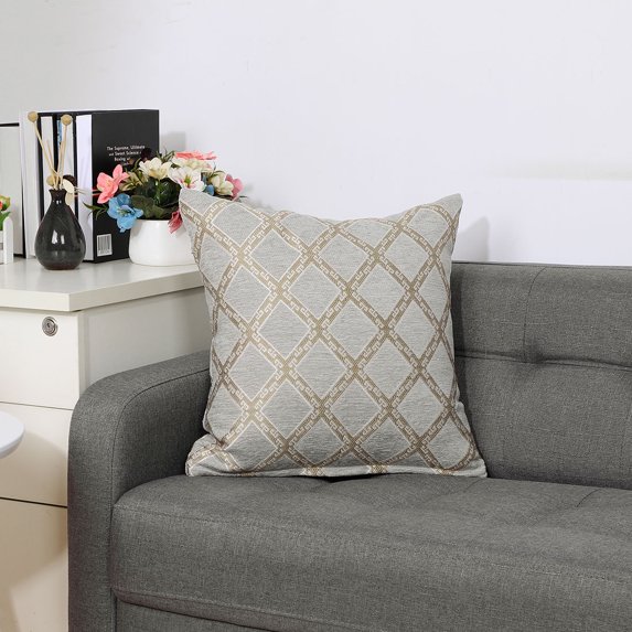 PiccoCasa Decorative Throw Pillowcase Geometric Cushion Cover, 18"x18" Khaki and Gray