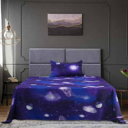 PiccoCasa Deep Pocket 3 Piece Bed Sheets Set, Soft Polyester Twin Sheets, Purple