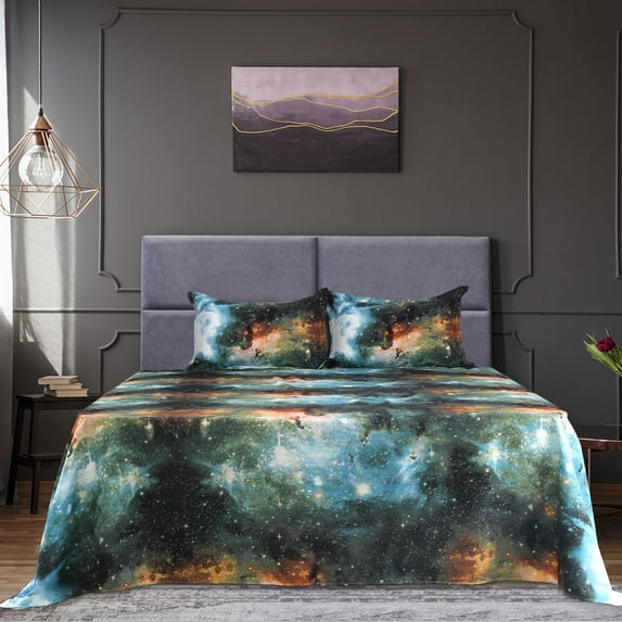 PiccoCasa Deep Pocket 4 Piece Bed Sheets Set, Soft Polyester Full Sheets, Green