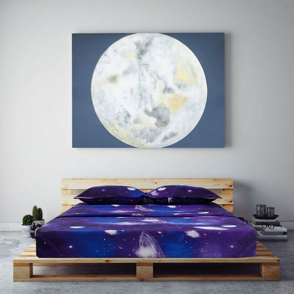 PiccoCasa Deep Pocket 4 Piece Galaxy Bed Sheets Set, Soft Polyester Queen Sheets, Purple