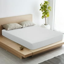 REGALWOVEN 100GSM Microfiber Striped Bed Fitted Sheet, 16 Inch Deep Pocket Bed Mattress Cover Light Gray Twin