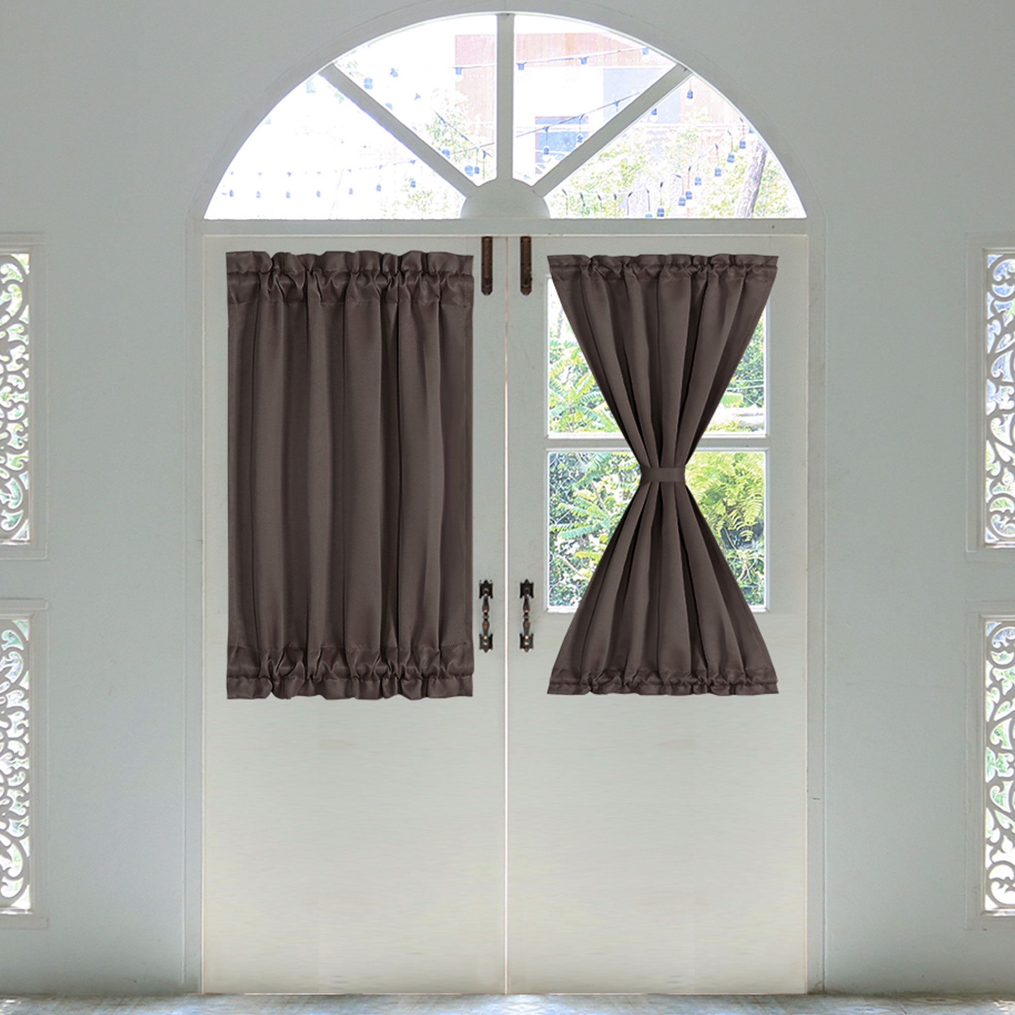 PiccoCasa 1 Panel Door Curtains Home Blackout Window Curtains, Coffee Color W25" x L40"
