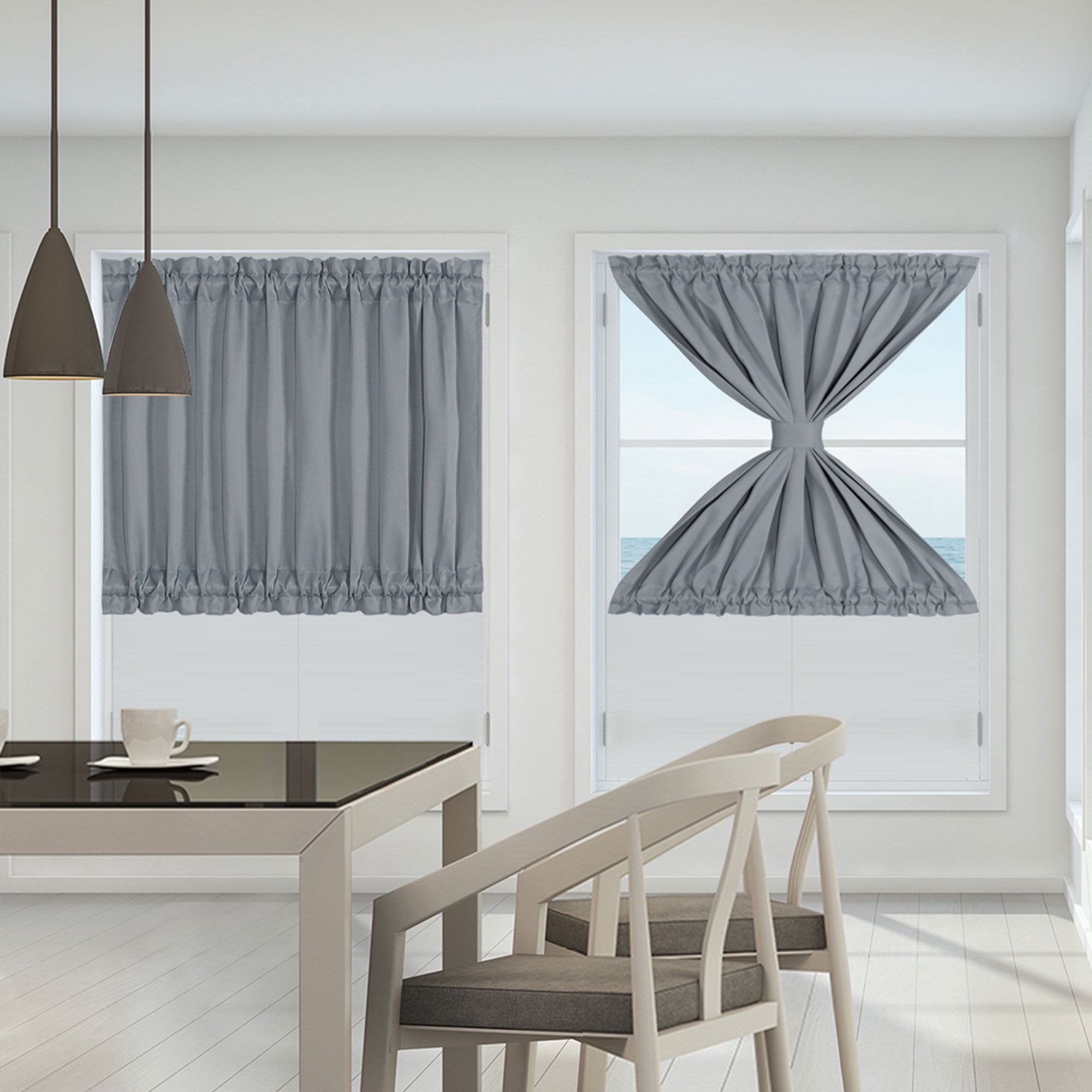PiccoCasa 1 Panel Door Curtains Home Blackout Window Curtains, Dark Gray W54" x L40"