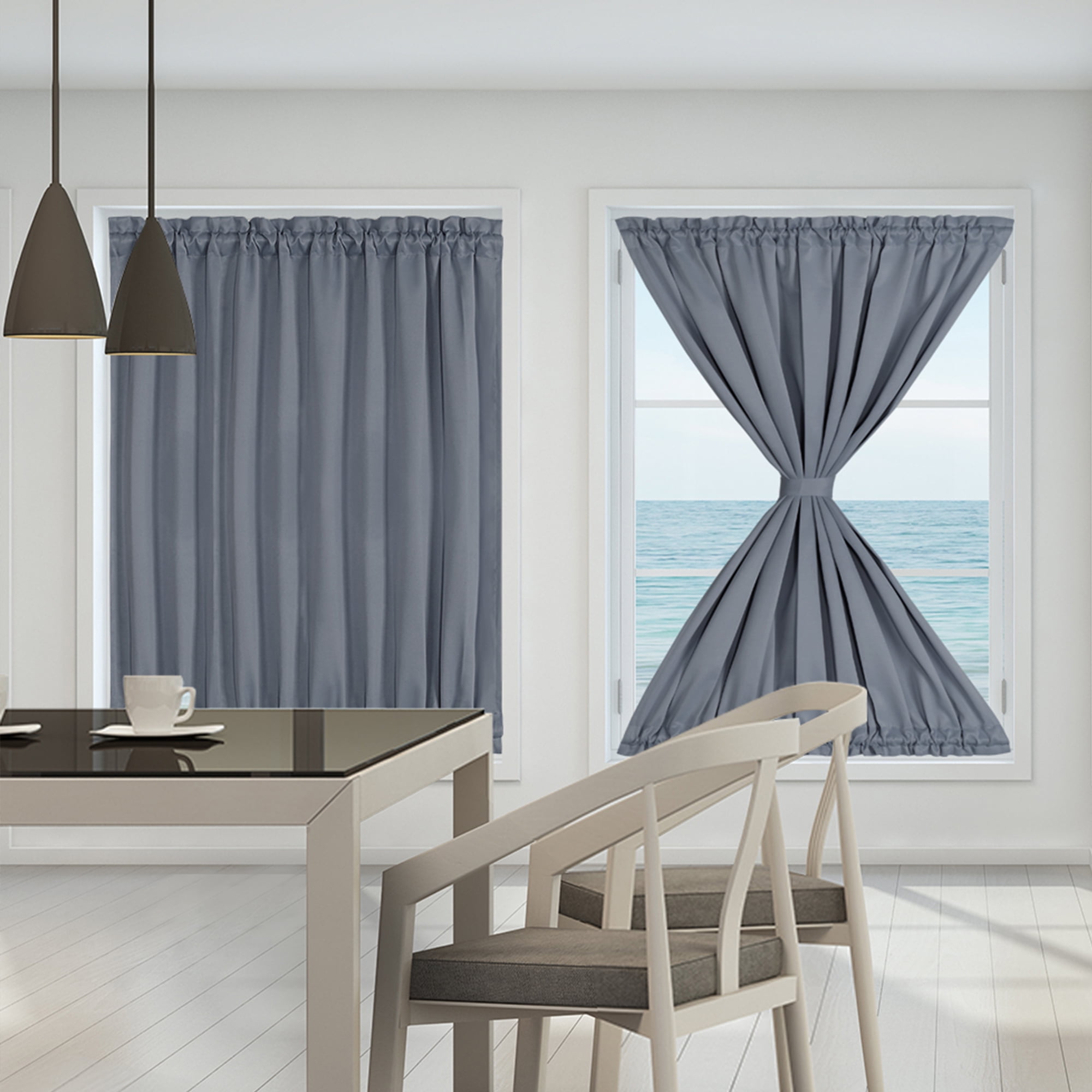 PiccoCasa 1 Panel Door Curtains Home Blackout Window Curtains, Dark Gray W54" x L72"