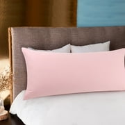 PiccoCasa Egyptian Cotton Body Pillow Case Zippered Long Pillow Cover 1 Pc Queen Pink 20" x 54"