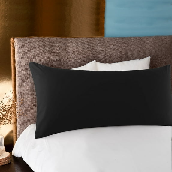 PiccoCasa Egyptian Cotton Body Pillow Case Zippered Long Pillow Cover 1 Pc Standard Black 20" x 48"