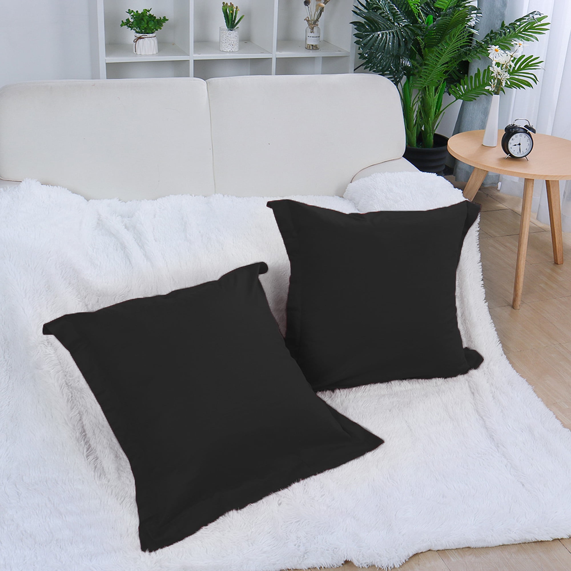 PiccoCasa Egyptian Cotton Pillow Shams Set of 2, Black, Square(18"x18