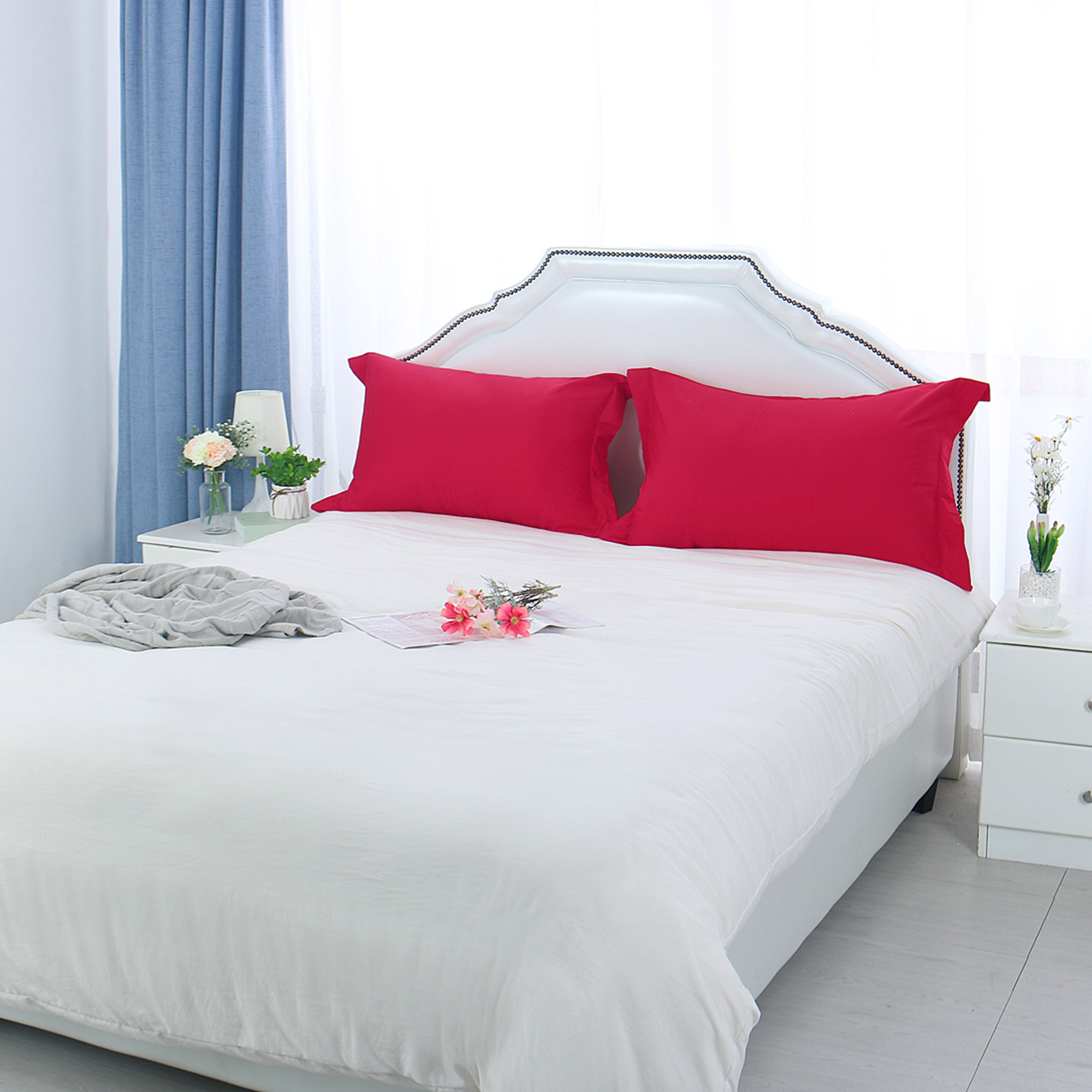 PiccoCasa Egyptian Cotton Pillow Shams Set of 2, Red, Boudoir(12"x16