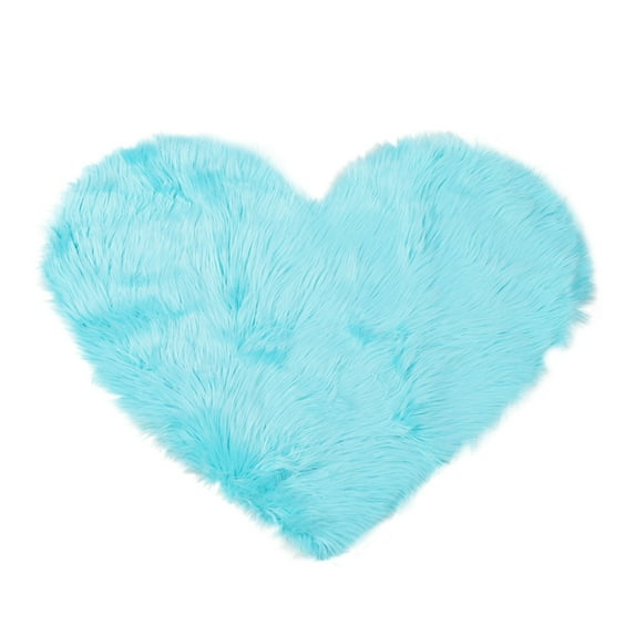 PiccoCasa Faux Fur Area Rug Shaggy Floor Mat, Light Blue 2.3x3 feet Heart Shape
