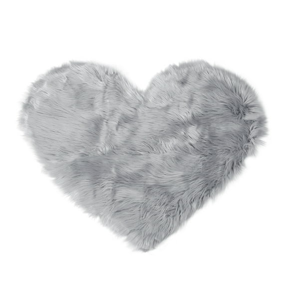 PiccoCasa Faux Fur Area Rug Shaggy Floor Mat, Light Gray 2.3x3 feet Heart Shape