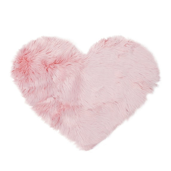 PiccoCasa Faux Fur Area Rug Shaggy Floor Mat, Light Pink 2.3x3 Feet Heart Shape