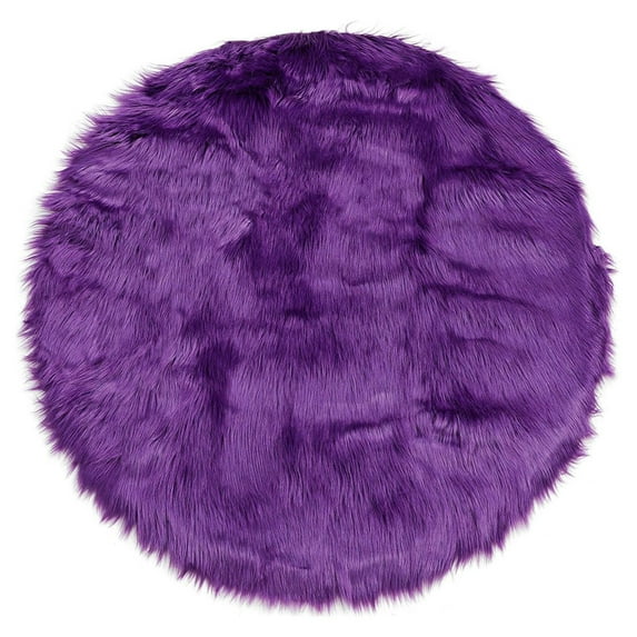 PiccoCasa Faux Fur Area Rug Shaggy Floor Mat, Purple 2x2 Feet Round