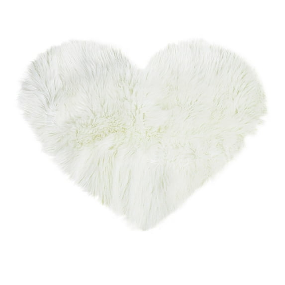 PiccoCasa Faux Fur Area Rug Shaggy Floor Mat, White+Black 2.3x3 feet Heart Shape
