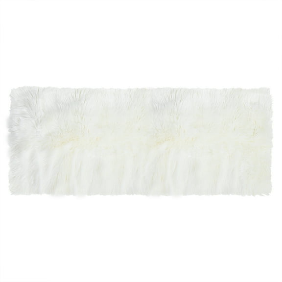 PiccoCasa Faux Fur Area Rug Shaggy Runner Rug, White 2x5 Feet