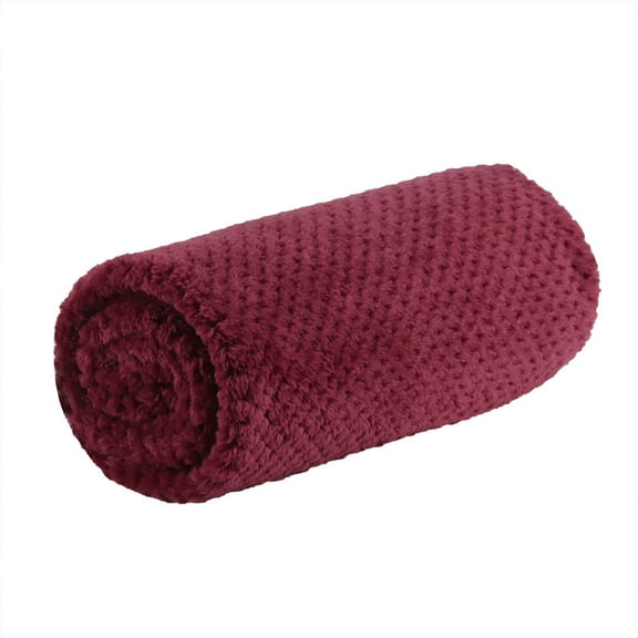 PiccoCasa Flannel Fleece Blanket for Sofa or Bed, Burgundy 30"x40"