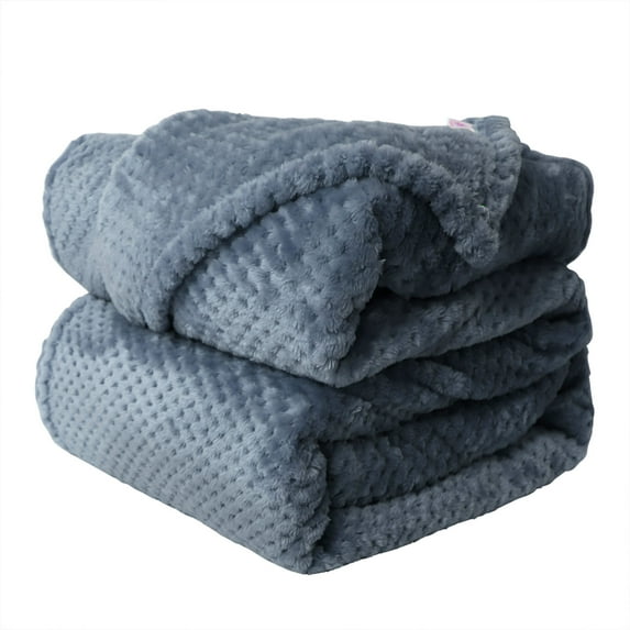 PiccoCasa Flannel Fleece Blanket for Sofa or Bed, Dusty Blue 70"x78"