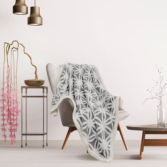 PiccoCasa Flannel Fleece Throw Blanket Jacquard Snowflake Decorative Blanket, Grey 60"x80"