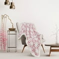 thumbnail image 1 of PiccoCasa Flannel Fleece Throw Blanket Jacquard Snowflake Decorative Blanket, Pink 50"x60", 1 of 6