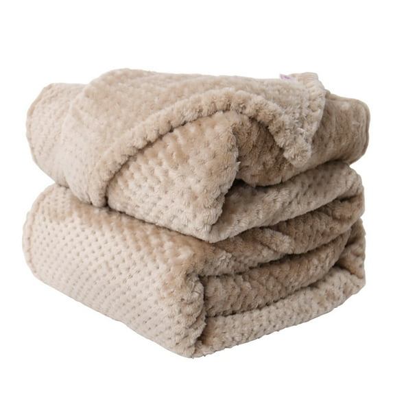 PiccoCasa Flannel Fleece Throw Blanket Waffle Microfiber Fuzzy Blanket Bed, Camel 78"x90"