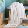 thumbnail image 1 of PiccoCasa Flannel Fleece Throw Blanket for Bed or Couch, Cream White 50" x 59", 1 of 8