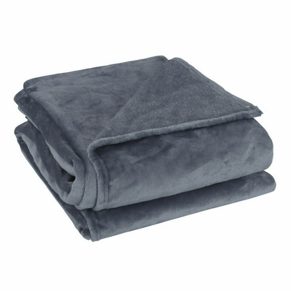 PiccoCasa Fuzzy Plush Flannel Fleece Throw Blanket, Full Dark Gray Dark Gray