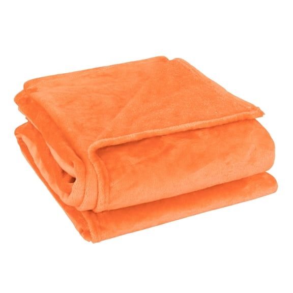 PiccoCasa Fuzzy Plush Flannel Fleece Throw Blanket, Queen Orange