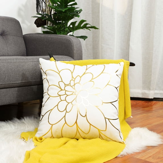 PiccoCasa Gold Stamping Decorative Throw Pillowcase 18"x18" Square Cushion Cover, #8