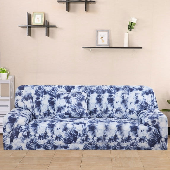 PiccoCasa Graffiti Printed Couch Slipcovers 3 Seat Elastic Sofa Covers, Blue