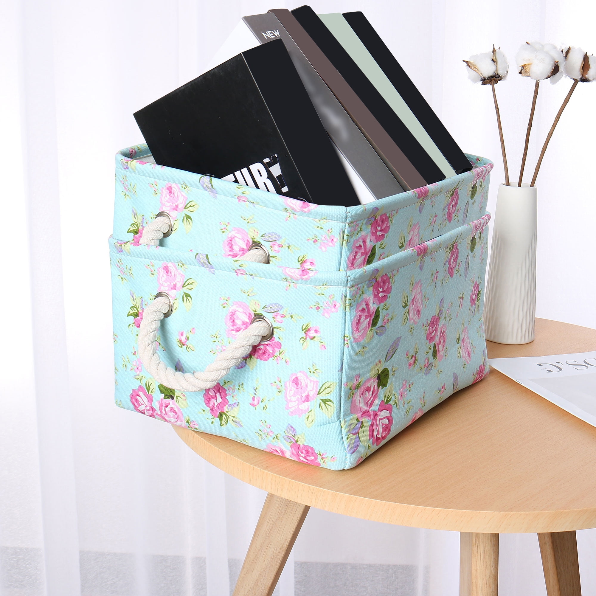 PiccoCasa Home Fabric Floral Storage Baskets Closet Organizer Set of 2