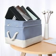 thumbnail image 1 of PiccoCasa Home Fabric Stripe Storage Baskets Closet Organizer Set of 2, Medium, Beige, 1 of 6