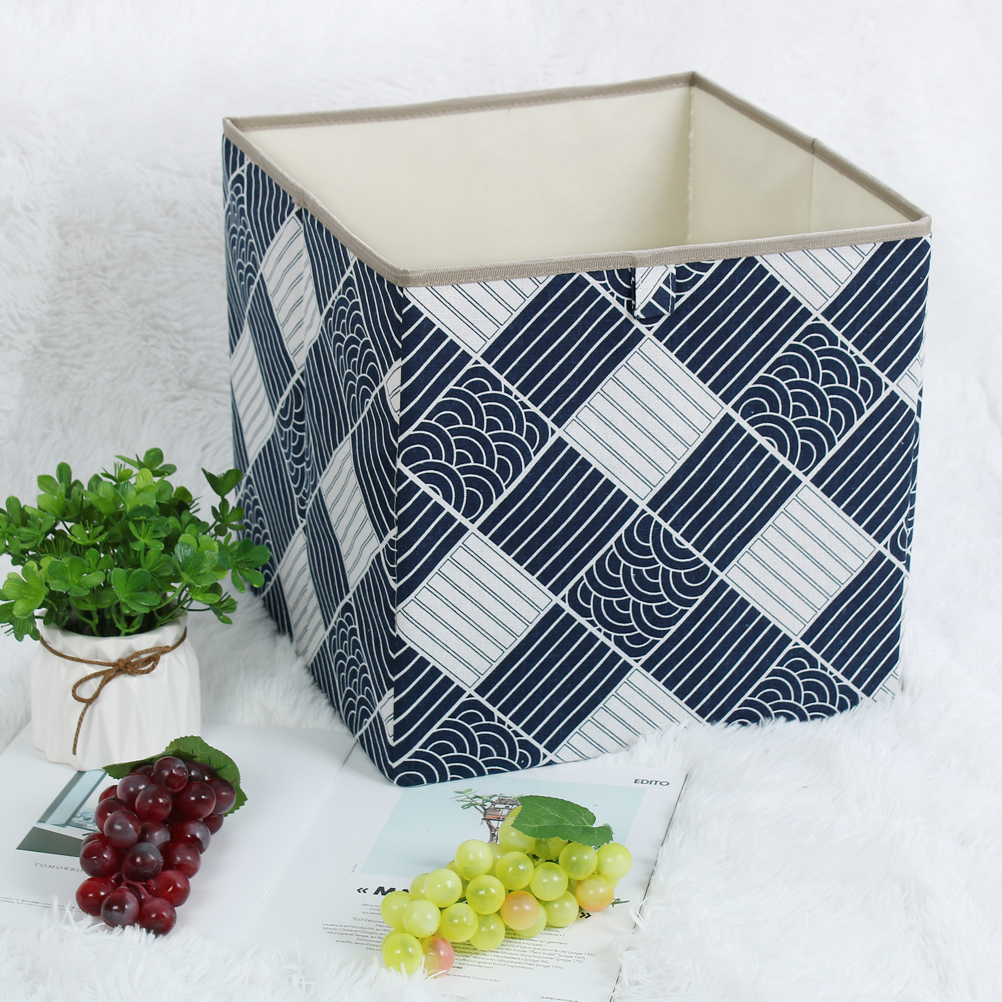 PiccoCasa Home Foldable Linen Storage Bin, Square Cube Box Organizer