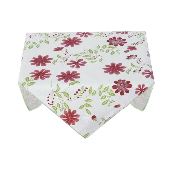 PiccoCasa Home Picnic Square Nine-petals Plastic Flower Pattern Print Water Oil Resistance Tablecloth Table Cloth Cover Red 35x35"