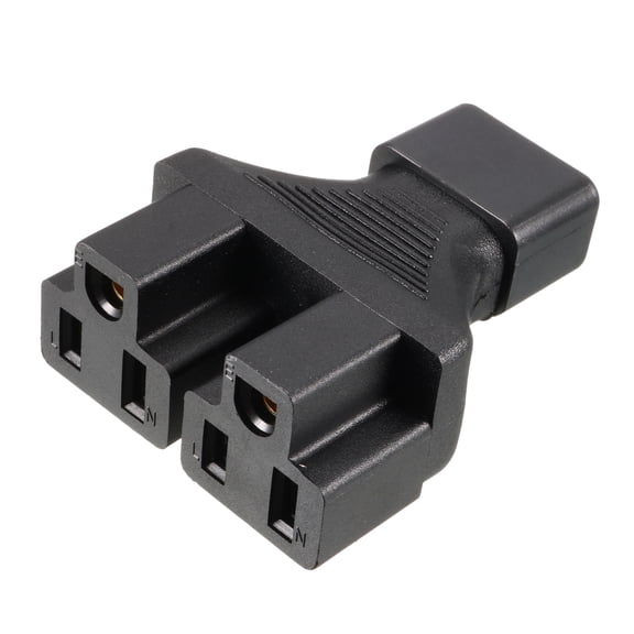 Uxcell IEC320 C14 to 2 Female US NEMA 5-15R Socket AC Power Adapter Convert Black