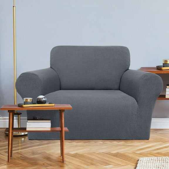 REGALWOVEN Stretch Sofa Slipcover with Elastic Bottom, 1-Piece Sofa Cover for Couch Dark Gray Small