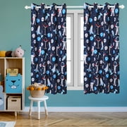 REGALWOVEN Kids Bedroom Curtains Panel Window Curatin Printed Astronaut, Set of 2 42 x 84inch