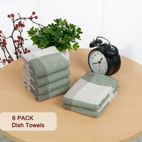 PiccoCasa Kitchen Dish Colth Tea Towel 6PCS Set for Cleaning Plaid Green