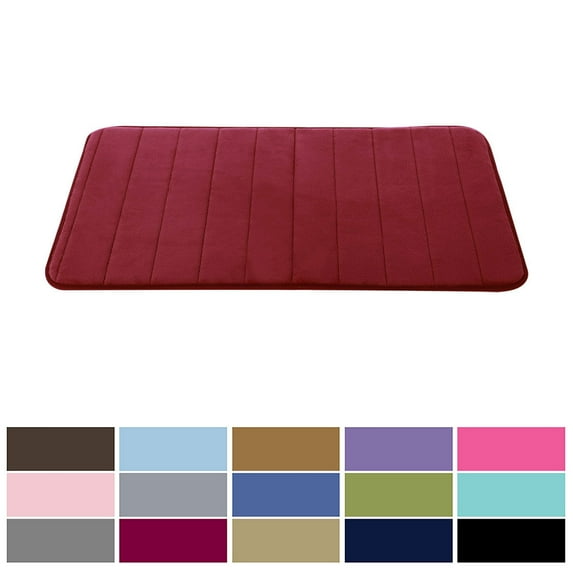 PiccoCasa Kitchen Rugs Soft Memory Foam Bath Mat Non Slip Kitchen Mat, Burgundy 32" x 20"