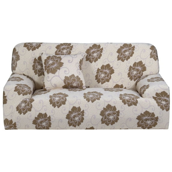 PiccoCasa Stretch Sofa Covers Floral Armchair Couch Slipcovers Beige Medium