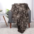 thumbnail image 1 of PiccoCasa Luxury Faux Fur Bed Blanket 60"x 78" Throw Blankets for Couch Bed, Brown, 1 of 6
