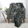thumbnail image 1 of PiccoCasa Luxury Faux Fur Bed Blanket 60"x 78" Throw Blankets for Couch Bed, Dark Gray, 1 of 6