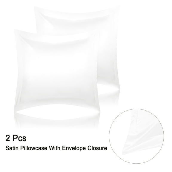 PiccoCasa Luxury Satin Pillowcases Set of 2, European(26"x 26") White