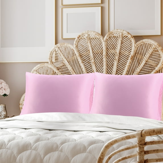 PiccoCasa Luxury Satin Pillowcases Silky Pillow Cover Set of 2, King Lilac