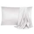 thumbnail image 1 of PiccoCasa Luxury Satin Pillowcases Silky Pillow Cover Set of 2, Lavender Gray Standard(20"x26"), 1 of 8