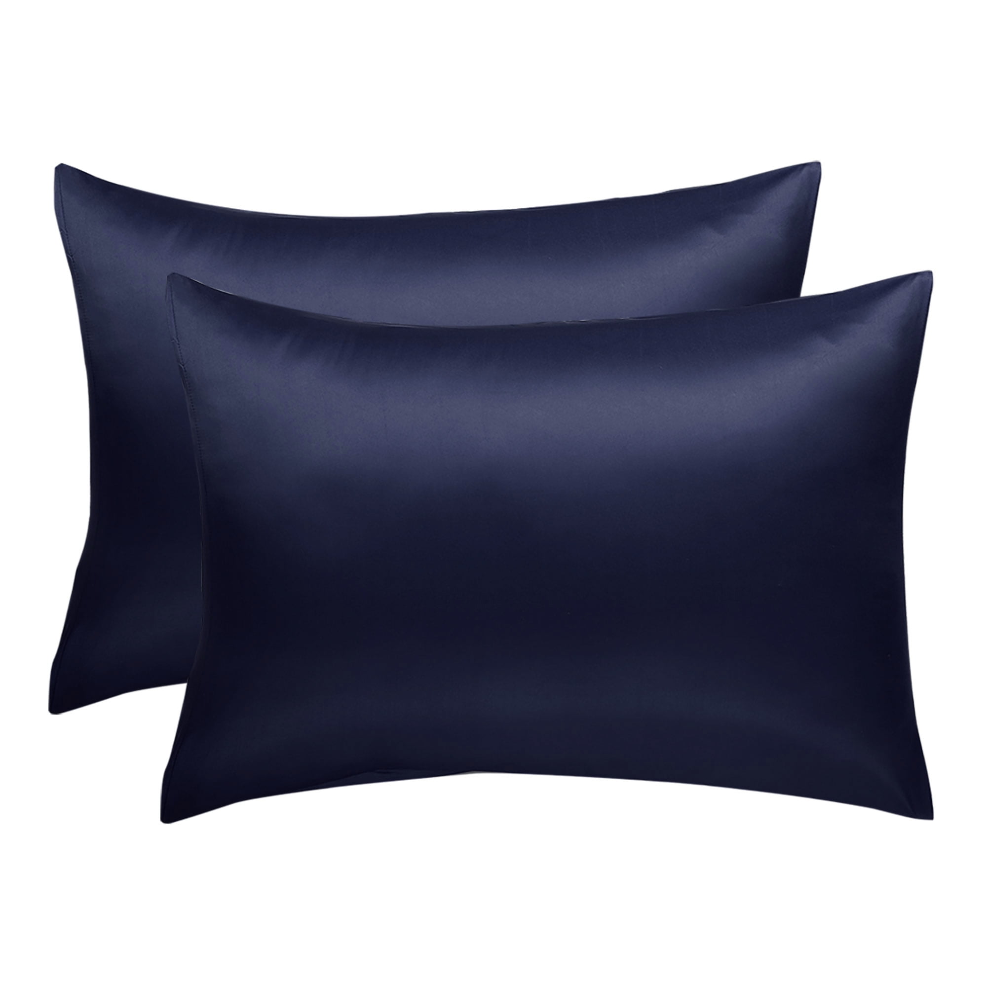 PiccoCasa Luxury Satin Pillowcases Silky Pillow Cover Set of 2, Navy