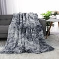 thumbnail image 1 of PiccoCasa Luxury Shaggy Faux Fur Throw Blanket for Sofa Couch, Gray 60"x78", 1 of 8