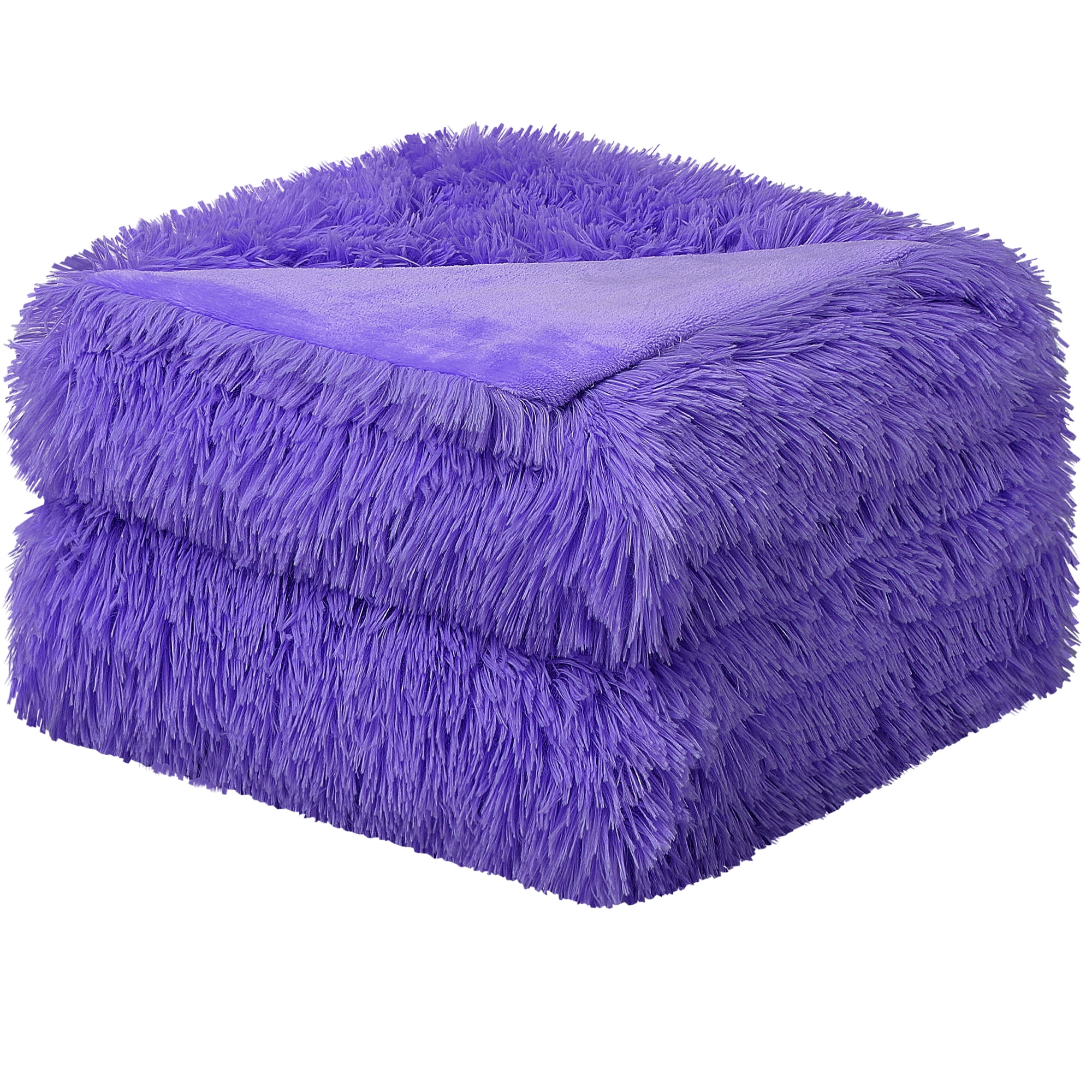 PiccoCasa Luxury Soft Shaggy Faux Fur Blanket Ultra Fiber Queen 78" x