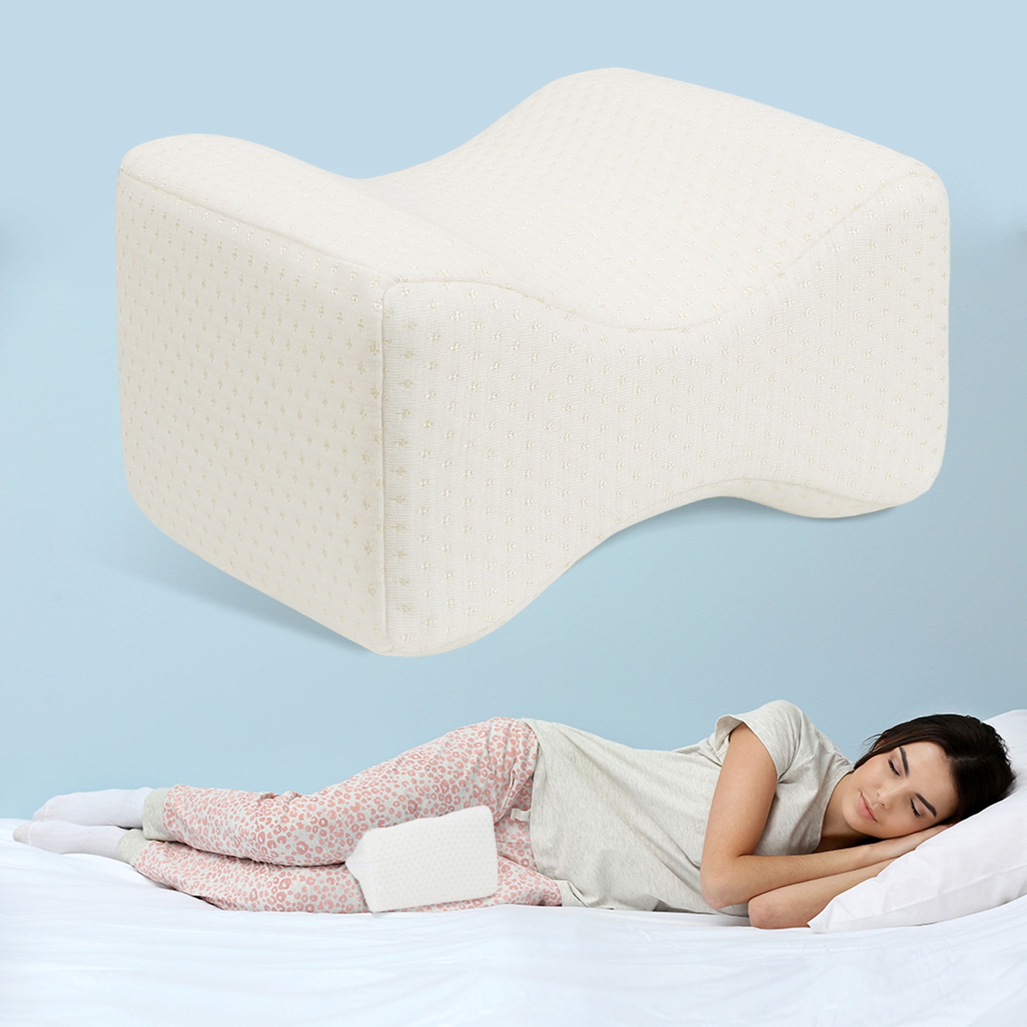 Buy Knee Pillow for Side Sleepers with Elastic Strap, Memory Foam