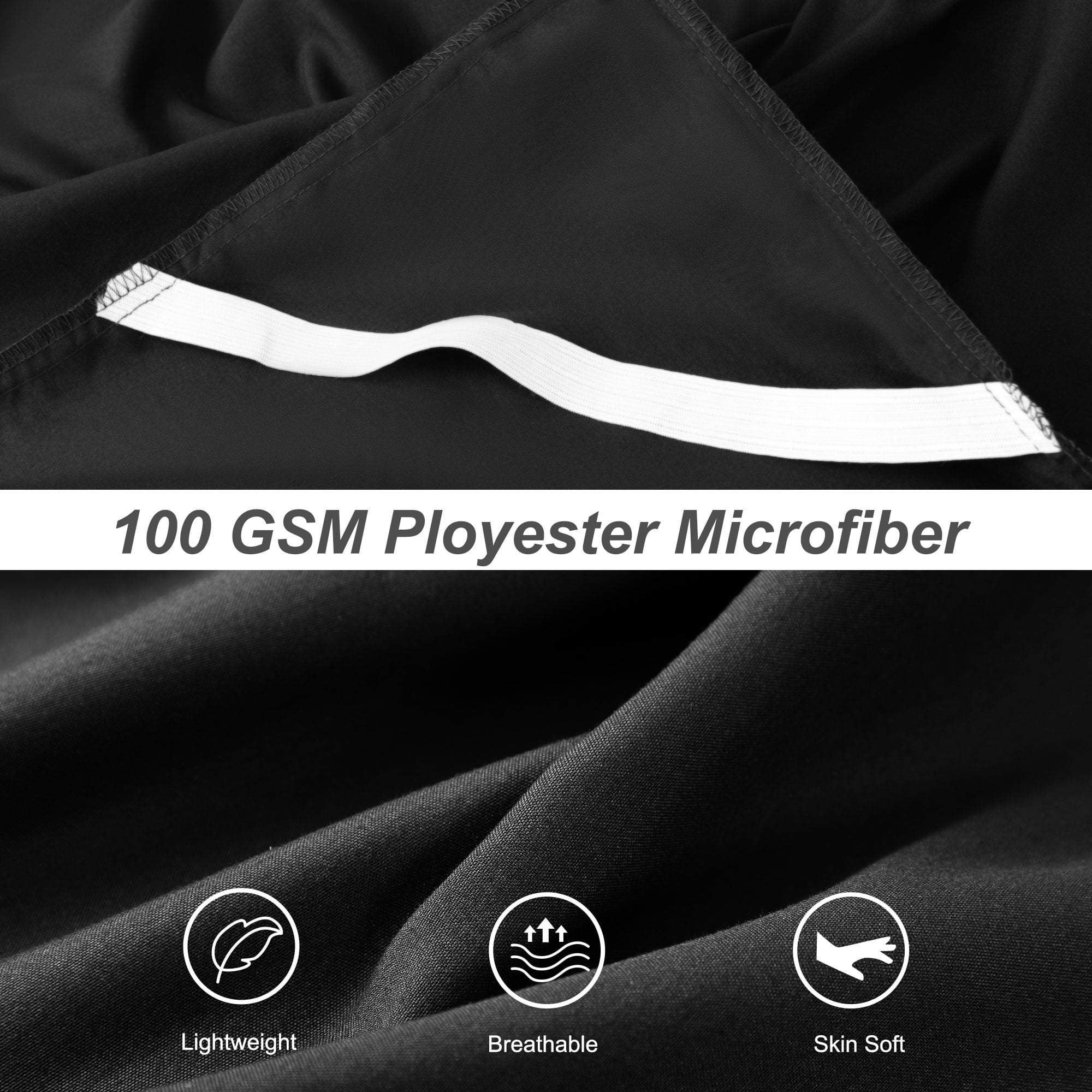 PiccoCasa Microfiber Bed Skirt 16" Drop Pleated Tailored Styling Ruffled, King Black